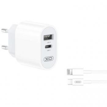 Cargador 2.4A USB y Tipo C con Cable Lightning XO-L97 Blanco