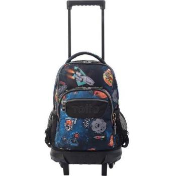 Mochila Escolar con Ruedas Totto Resma Pequeña Estampado Galaxia Multicolor
