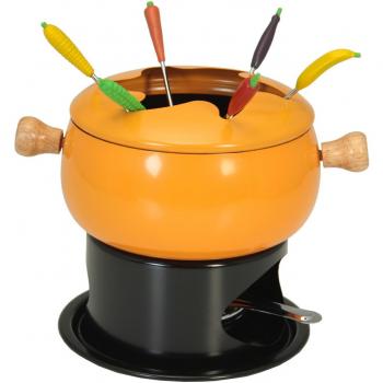 PAME 00408 - Fondue de metal, 24 x 18 x 18 cm, color naranja