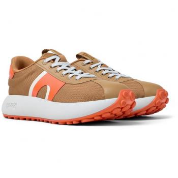Zapatillas deportivas de mujer Camper Pelotas Athens con cordones y plataforma, color marrón claro y naranja, talla 41