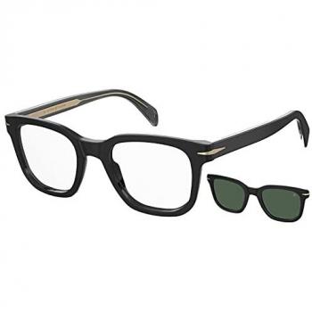 David Beckham DB 7043/CS Black Square Eyewear with Clip-On, Unisex, Size 50 MM