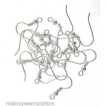 100 Silver plated ball and spring earring wires hooks
