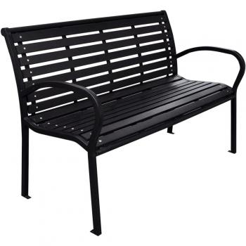 vidaXL Garden Bench Black 116 cm Steel and WPC