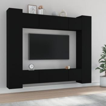 Set de muebles para TV 8 piezas madera contrachapada negro 80 x 30 x 30 cm