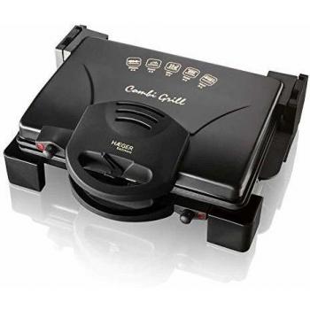 HAEGER BALTIMORE - Parrilla con Placas Antiadherente, 1900W, placas reversibles con apertura máxima de 180º, perillas de control de la temperatura y LEDs indicadores de operación independientes