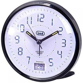 Reloj Despertador Trevi SL 3P27 de Cuarzo con Alarma, Amplio Quadrante Legible, Movimiento Silencioso Sweep, Iluminación LED, Indicador de Temperatura y Tecla Snooze -