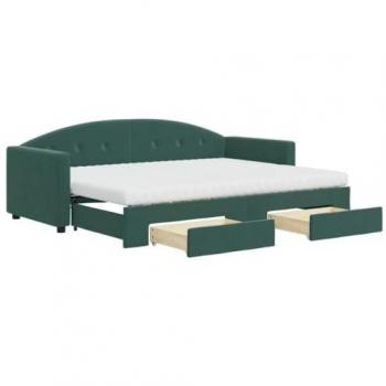 Sofá cama nido con cajones terciopelo verde oscuro 80x200 cm