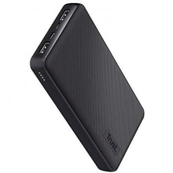 Trust Mobile Primo Batería Externa Carga Rapida 20000mAh, Power Bank Sostenible USB-C 3 A, 92 Horas Extra, 3 Entradas, Cargador iPhone, iPad, Samsung, Xiaomi, Huawei, Airpods, Móvil, Tablet, Negro