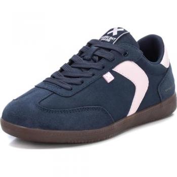 Zapatilla de mujer Xti 143397 de serraje azul con cordones y suela de goma, talla 37