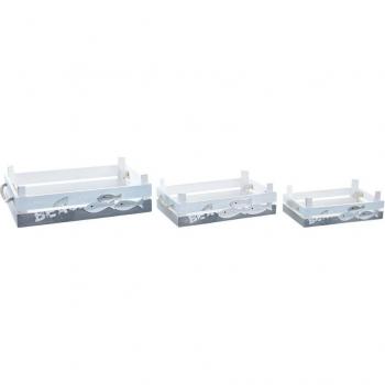 Juego de Cajas Decorativas Espirales Mediterráneo con 4 Peces Azules
