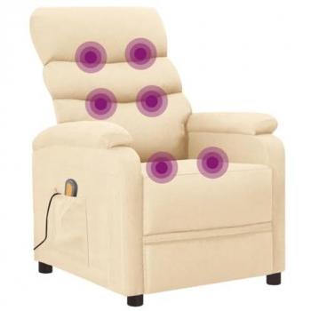 Sillón de masaje de tela color crema vidaXL 360095