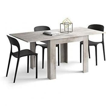 Mesa cuadrada extensible Eldorado, 90x(180)x90 cm, color gris cemento