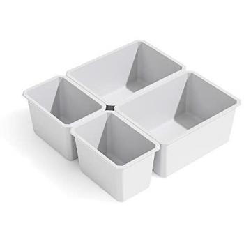 Emuca Cubos Organizadores para Cajón de Baño Tidy, 4 cubos, Plástico blanco