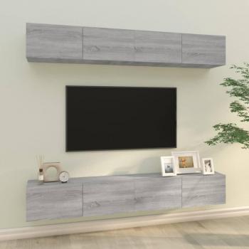 Mueble de TV 4 piezas gris Sonoma 100x30x30 cm