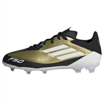 Botas de fútbol para niños adidas F50 League FG/MG con tecnología Messi, diseño ligero, suela FG/MG para césped natural y artificial, ajuste cómodo y estilo moderno