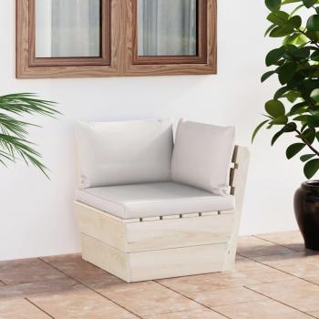 Sofá de esquina de palets de jardín con cojines y abeto impregnado