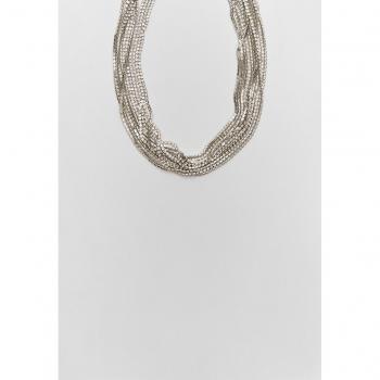 Grey Rhinestone Multi-Strand Chain Necklace OS