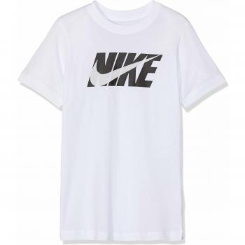 Nike B NSW tee Swoosh Block T-Shirt, Niños, White/Black, XS