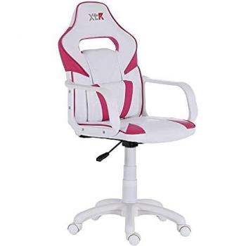 XTR-X10, Silla Gamer, Silla de Oficina Gaming Estudio o Escritorio, Acabado en Símil Piel Blanco y Fresa, Medidas: 57 cm