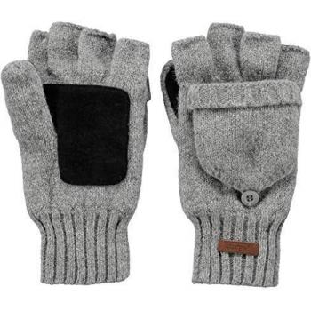 Barts Haakon Fingerless Wool Gloves for Men - Heather Grey - Size L/XL