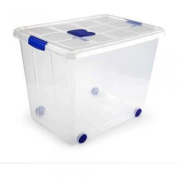 PLASTIC FORTE, Caja de almacenamiento, Multicolor, 86 litros, con ruedas