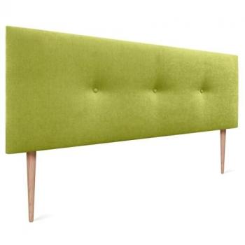 Cabecero Acolchado de Polipiel o Tela Acualine Liso con Botones y Patas, 135x105cm, Color Pistacho, para Camas de 120/135/140 cm - Lujo Moderno