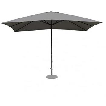 Sombrilla parasol de jardín 3x3 gris con poste negro mod. Mercurio, descentrado, cuadrada, giratorio, metal ø 48 mm, manivela, tela resistente y cortaviento