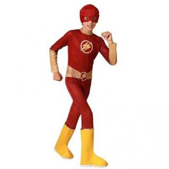 Atosa Disfraz de Súper Héroe Veloz Rojo para Niño, disfraz infantil de superhéroe tipo cómic, diseño rojo con rayo, talla para niños de 10 a 12 años