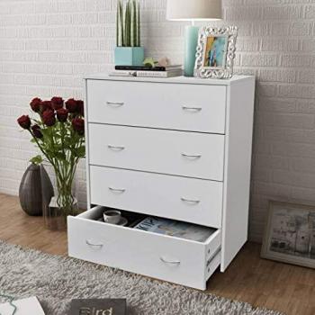 vidaXL Mueble Aparador de Habitación 4 Cajones Madera Blanco Cómoda Cajonera