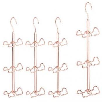 Set de 4 Perchas para Bolsos con 6 Ganchos de Metal en Cobre, Ahorra Espacio y Organiza Accesorios