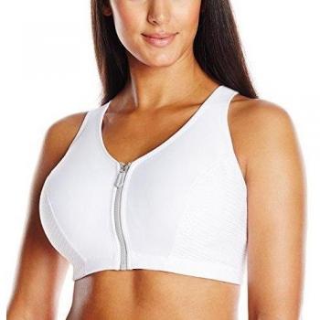 Glamorise Glamorise-Sport-BH im MagicLift-Design mit Reißverschluss für hohe Belastung - Sujetador Mujer, color blanco, talla 105F