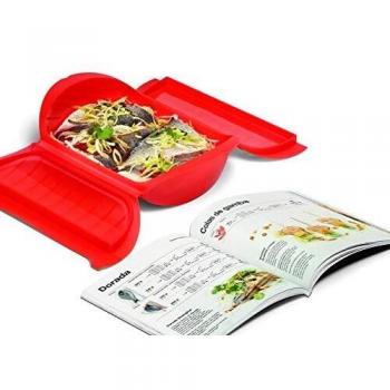 Lékué - Kit Estuche de vapor 3,4 personas + libro de recetas, 1400 ml, Silicona