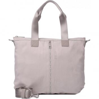 Bolso Shopper en Color Beige con Cremallera