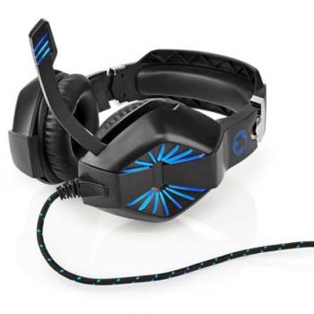 Nedis GHST250BK Auriculares Gaming Alámbricos Diadema Supraaural Estéreo USB Tipo A / 2x 3.5 mm con Micrófono, Longitud de Cable 2.20 m, Color