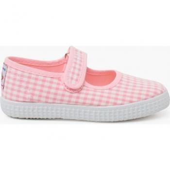 Merceditas de niña zapatilla vichy con tira adherente