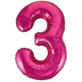 Unique Party- Globo gigante número 3, Color rosa, 86 cm