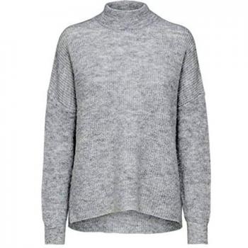 SELECTED FEMME Jersey de cuello redondo para mujer gris claro L
