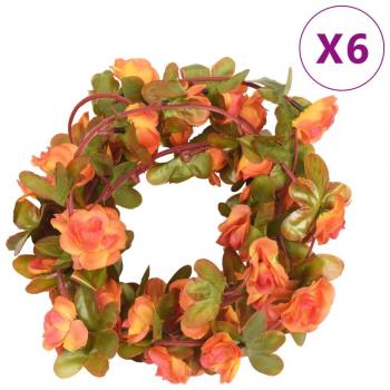 Guirnaldas de flores de Navidad 6 uds naranja 250 cm