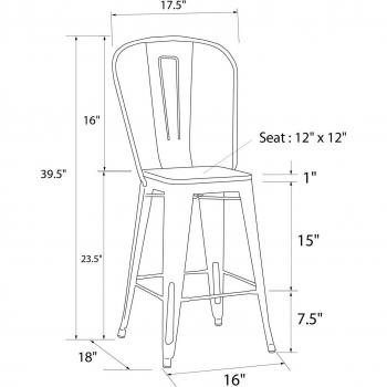 DHP Luxor 24 Metal Counter Stool Set of 2 - Antique Gun Metal
