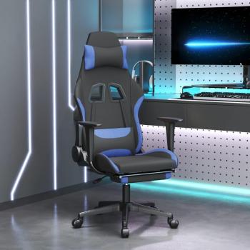 Silla gaming con reposapiés tela negro y azul vidaXL