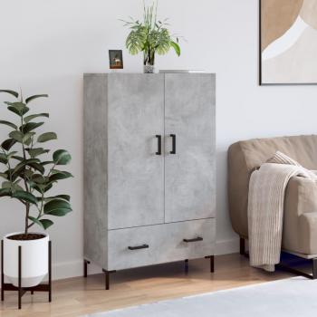 Aparador alto de madera de ingeniería 69,5x31x115 cm en color gris hormigón, mueble de almacenaje para salón, buffet y armario auxiliar