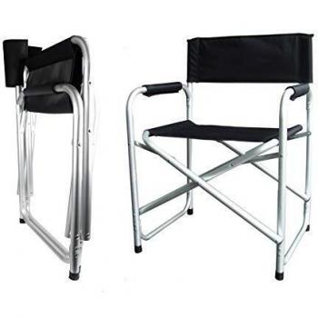 Silla Plegable de Aluminio Azul con Reposabrazos para Jardín y Camping - Hyfive
