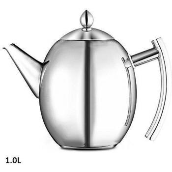 1L Acero Inoxidable pulido Tetera Cafetera con Filtro