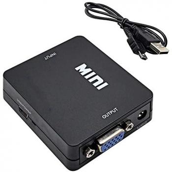 Adaptador Convertidor de HDTV a VGA con Audio Digital y Analógico 1080p Negro para PC, Ordenador Portátil, Monitor y TV - Resolución Full HD