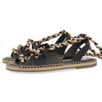 Sandalias Negras de Cuero con Cuerdas Trenzadas para Mujer Gioseppo Bani