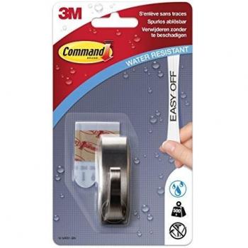 Gancho adhesivo moderno Command, metálico plateado, capacidad 500 g