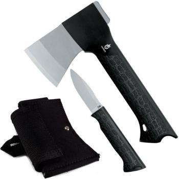 Gerber Gator Combo Axe - 31-001054, axe with knife, features a stainless steel blade, fiberglass-reinforced nylon handle, and a lightweight design for easy portability