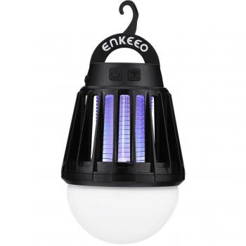 Enkeeo - Linterna Camping Antimosquitos Lámpara IPX6 Luz UV 360-400nm Batería 2000mAH Recargable Versátil Pórtatil Desmontable para Camping Viaje, Negro
