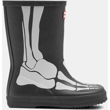 Botas de agua de niña Hunter negras con esqueleto