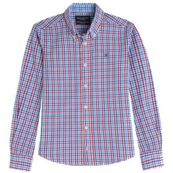 Hackett London - Camisa - Cuadrados - Clásico - para niño multicolor Rojo, Blanco, Azul Small